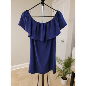 Amanda Uprichard Navy Blue Silk Ruffle Mini Dress